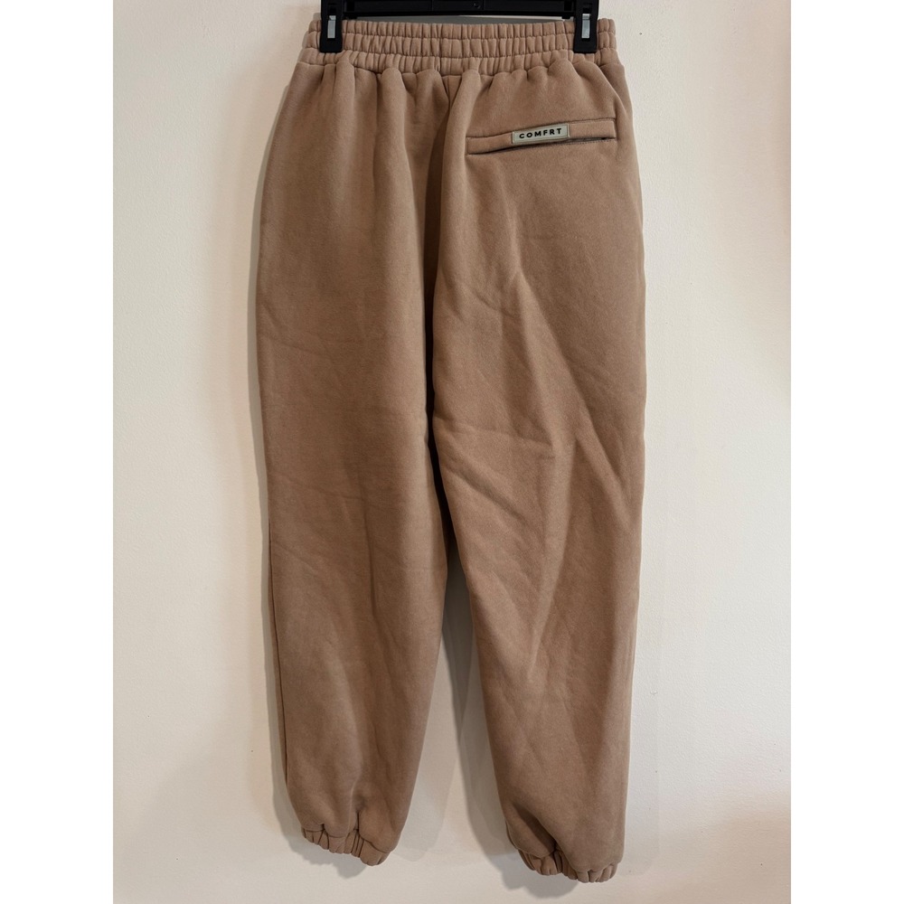 Comfrt Signature Sweatpants‎ Womens Small Tan High Waisted Fleece Joggers lounge - Picture 2 of 5